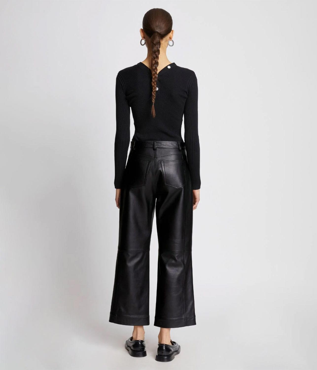 PROENZA SCHOULER WHITE LABEL NAPPA LEATHER CULOTTES-BLACK