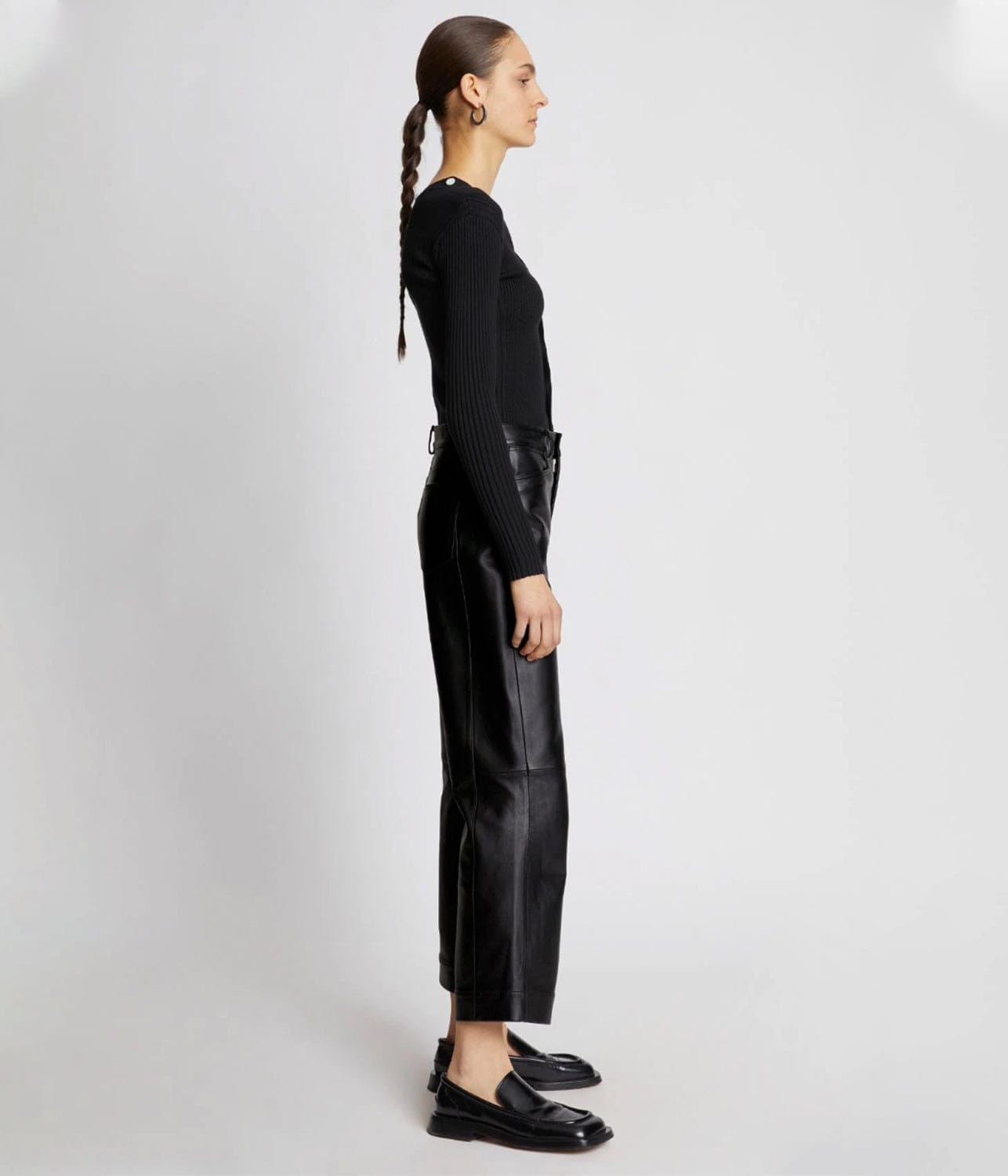 PROENZA SCHOULER WHITE LABEL NAPPA LEATHER CULOTTES-BLACK