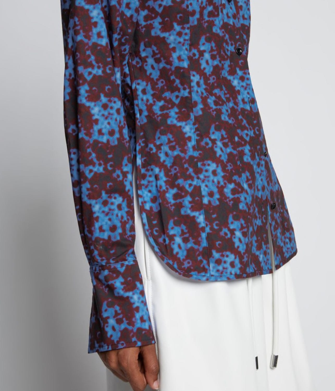 SUNFLOWER POPLIN SHIRT - BLUE | PROENZA SCHOULER WHITE LABEL PROENZA SCHOULER WHITE LABEL SUNFLOWER POPLIN SHIRT - BLUE