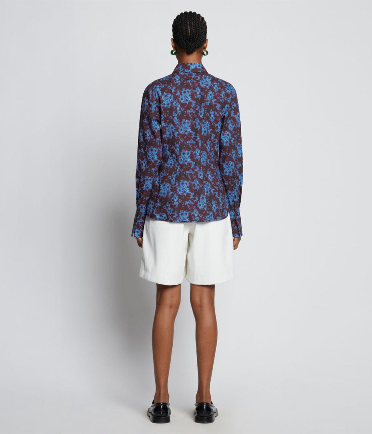 SUNFLOWER POPLIN SHIRT - BLUE | PROENZA SCHOULER WHITE LABEL PROENZA SCHOULER WHITE LABEL SUNFLOWER POPLIN SHIRT - BLUE