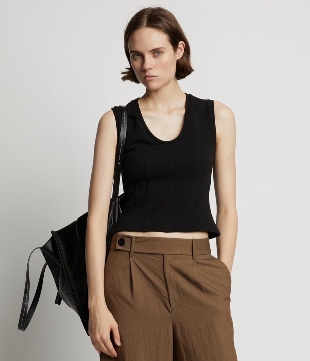 PROENZA SCHOULER WHITE LABEL SWEATSHIRT TANK TOP- BLACK