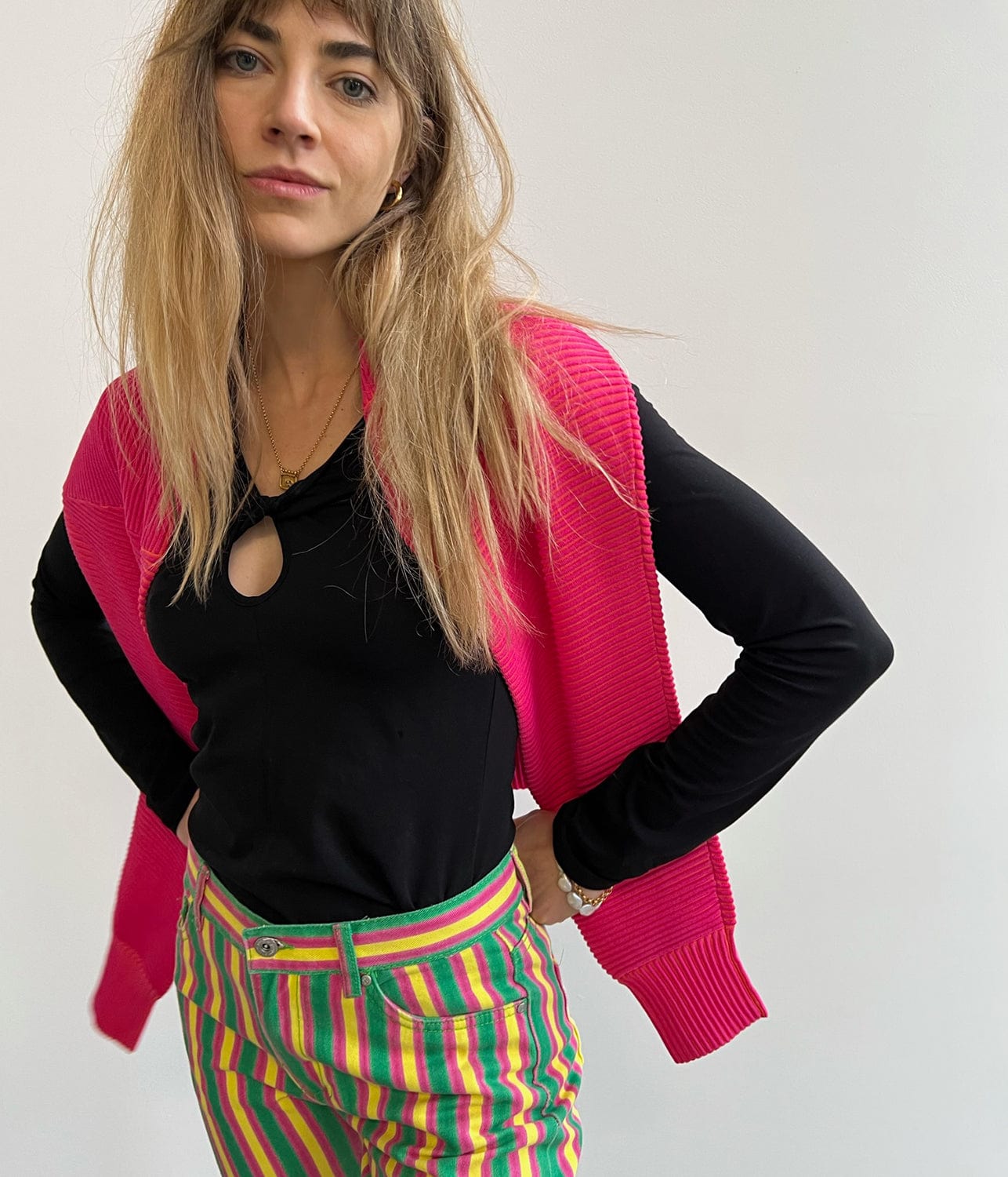 JERSEY KEYHOLE TOP - BLACK | PROENZA SCHOULER WHITE LABEL PROENZA SCHOULER WHITE LABEL JERSEY KEYHOLE TOP - BLACK