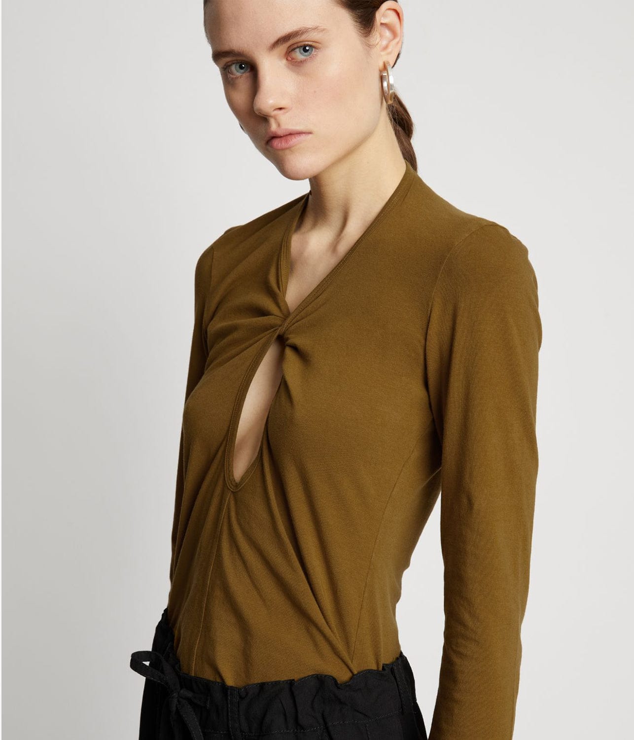 JERSEY KEYHOLE TOP-OLIVE | PROENZA SCHOULER WHITE LABEL |  PROENZA SCHOULER WHITE LABEL JERSEY KEYHOLE TOP-OLIVE