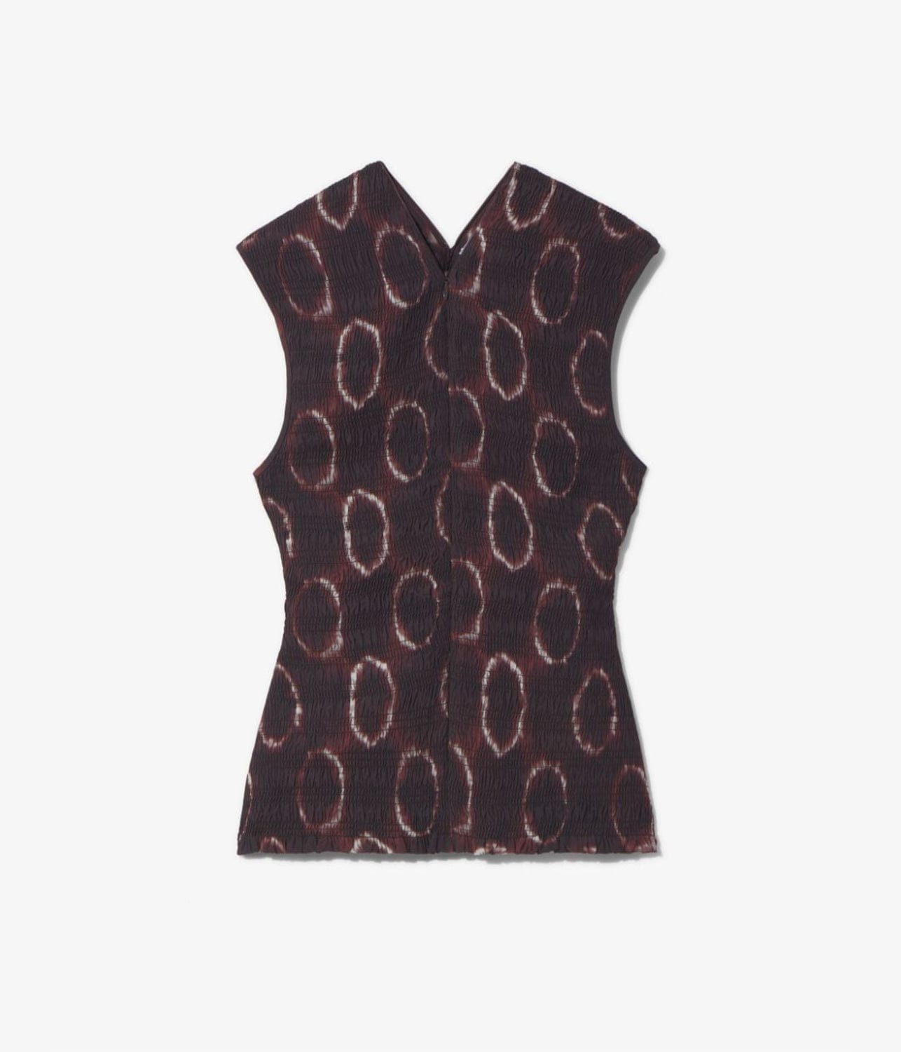 TIE DYE SMOCKED TOP-CHOCOLATE/WHITE | PROENZA SCHOULER WHITE LABEL | PROENZA SCHOULER WHITE LABEL TIE DYE SMOCKED TOP-CHOCOLATE/WHITE