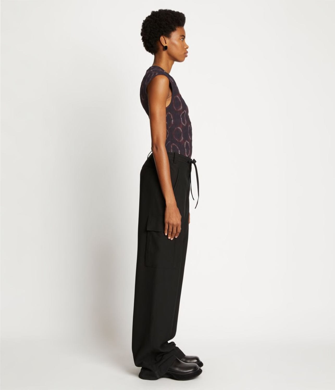 TIE DYE SMOCKED TOP-CHOCOLATE/WHITE | PROENZA SCHOULER WHITE LABEL | PROENZA SCHOULER WHITE LABEL TIE DYE SMOCKED TOP-CHOCOLATE/WHITE