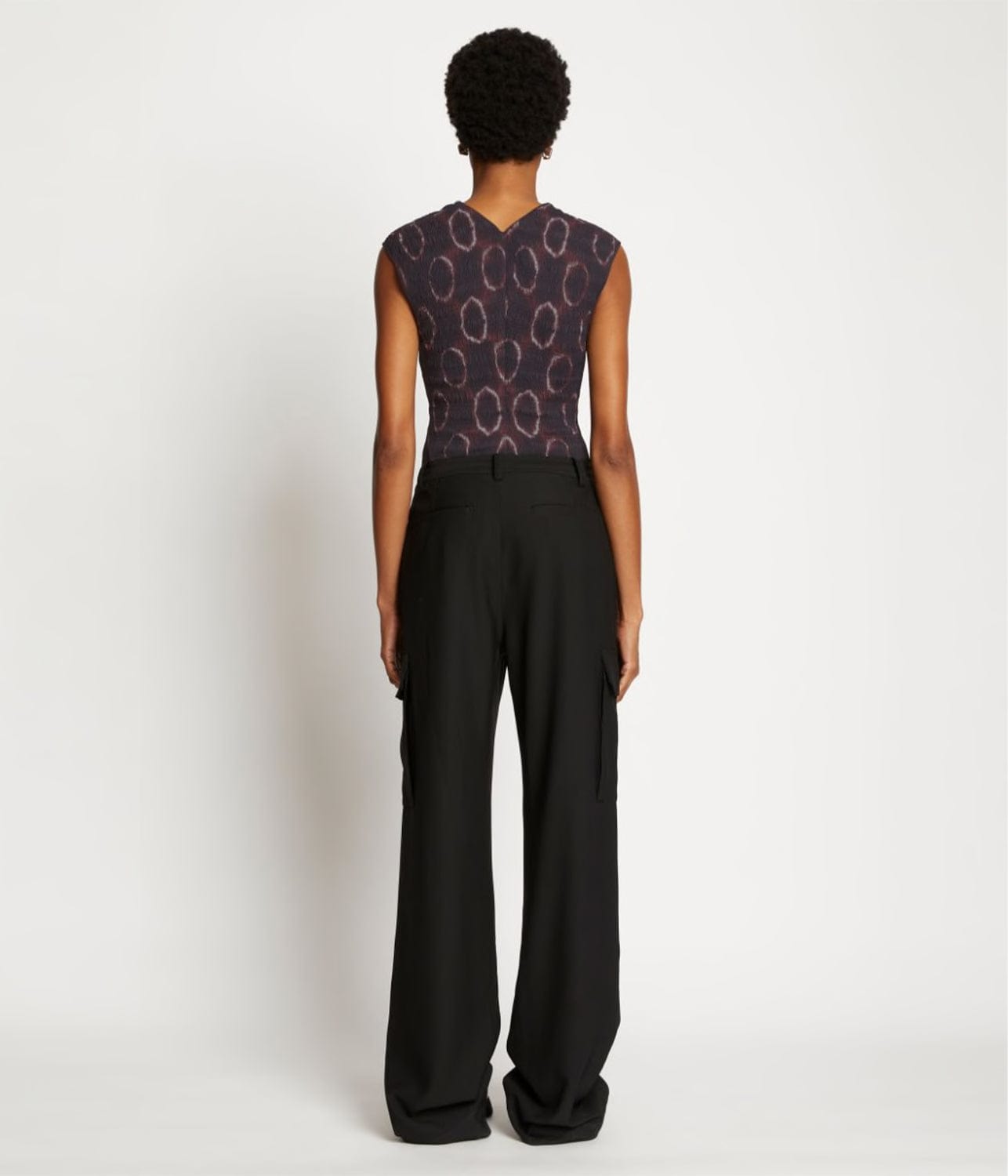 TIE DYE SMOCKED TOP-CHOCOLATE/WHITE | PROENZA SCHOULER WHITE LABEL | PROENZA SCHOULER WHITE LABEL TIE DYE SMOCKED TOP-CHOCOLATE/WHITE