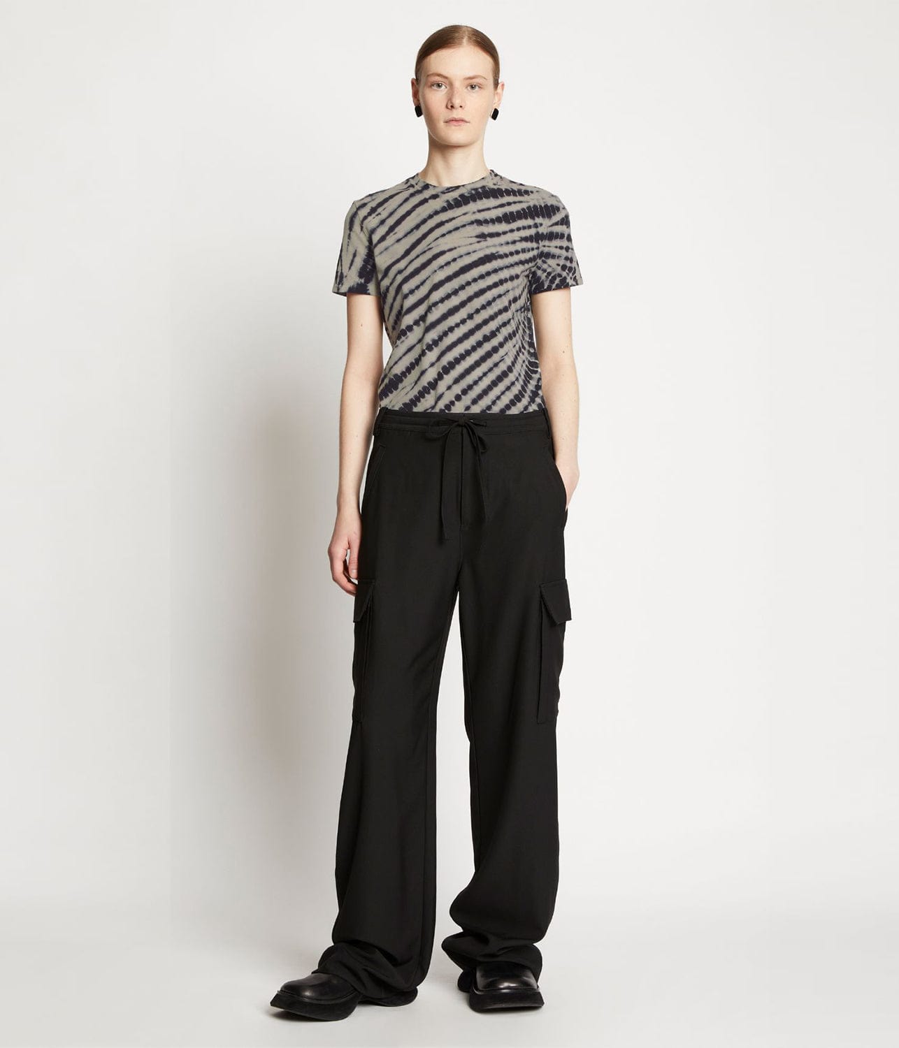 PROENZA SCHOULER WHITE LABEL TIE DYE T-SHIRT- PUTTY/BLACK