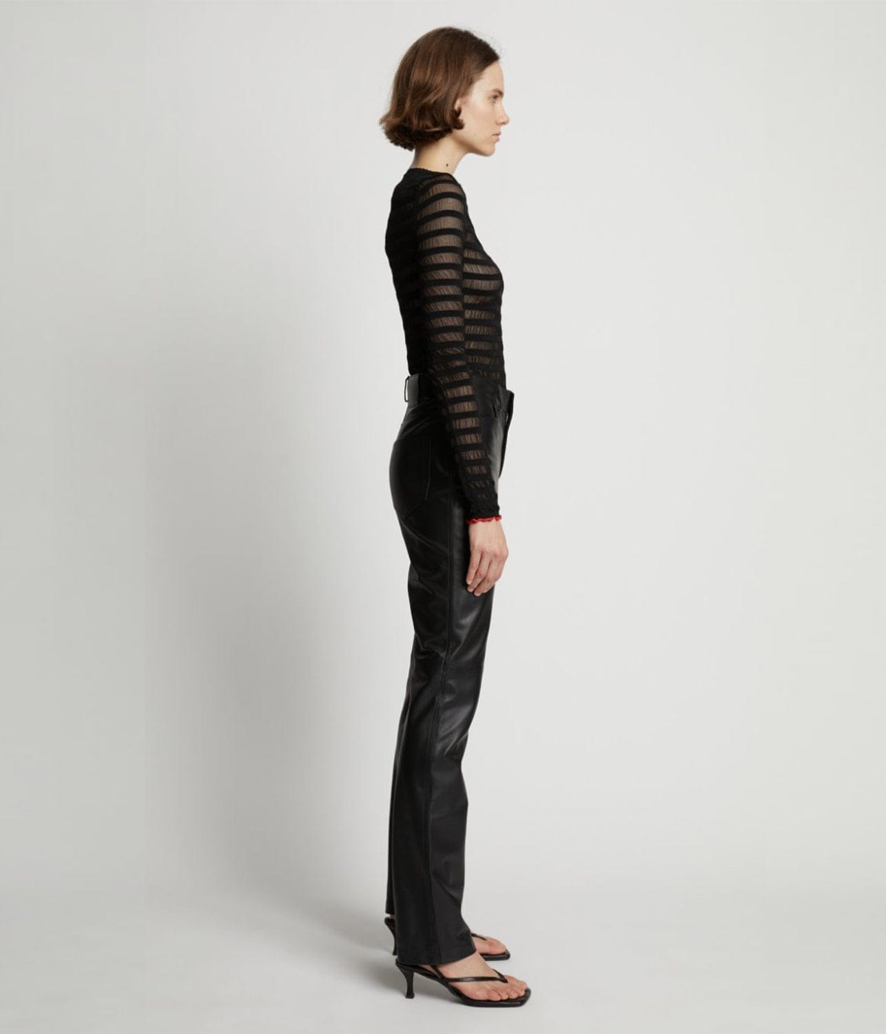 SHEER STRIPE SWEATER- BLACK/RED | PROENZA SCHOULER WHITE LABEL | PROENZA SCHOULER WHITE LABEL SHEER STRIPE SWEATER- BLACK/RED