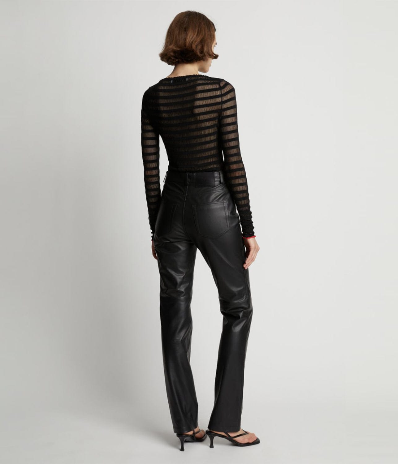 SHEER STRIPE SWEATER- BLACK/RED | PROENZA SCHOULER WHITE LABEL | PROENZA SCHOULER WHITE LABEL SHEER STRIPE SWEATER- BLACK/RED
