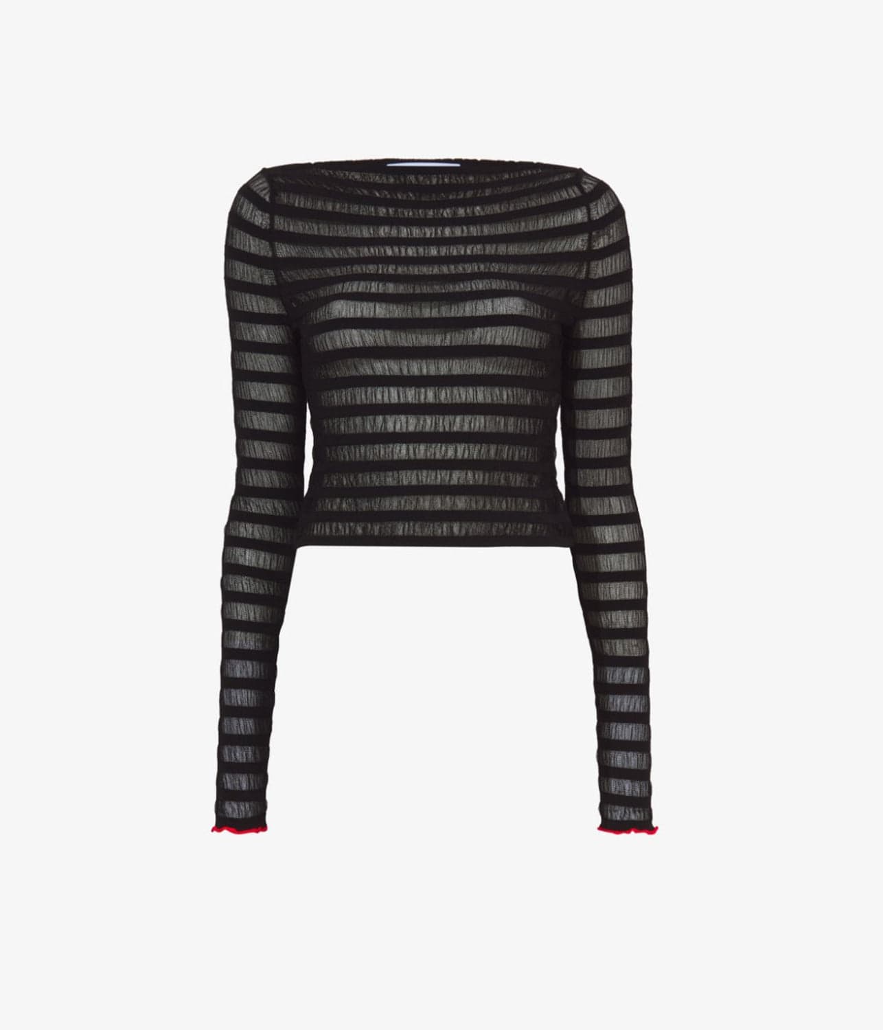 SHEER STRIPE SWEATER- BLACK/RED | PROENZA SCHOULER WHITE LABEL | PROENZA SCHOULER WHITE LABEL SHEER STRIPE SWEATER- BLACK/RED