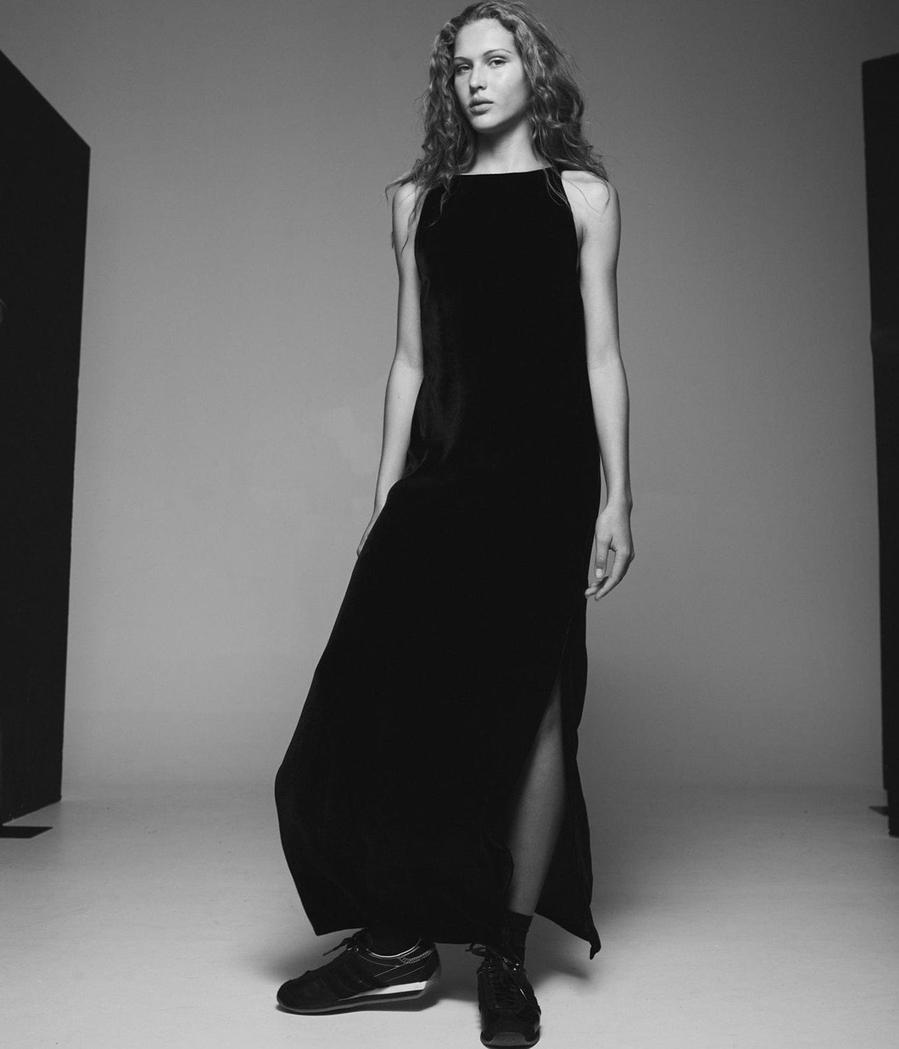 SILK VELVET OPEN BACK LONG DRESS- BLACK | MATIN | MATIN SILK VELVET OPEN BACK LONG DRESS- BLACK