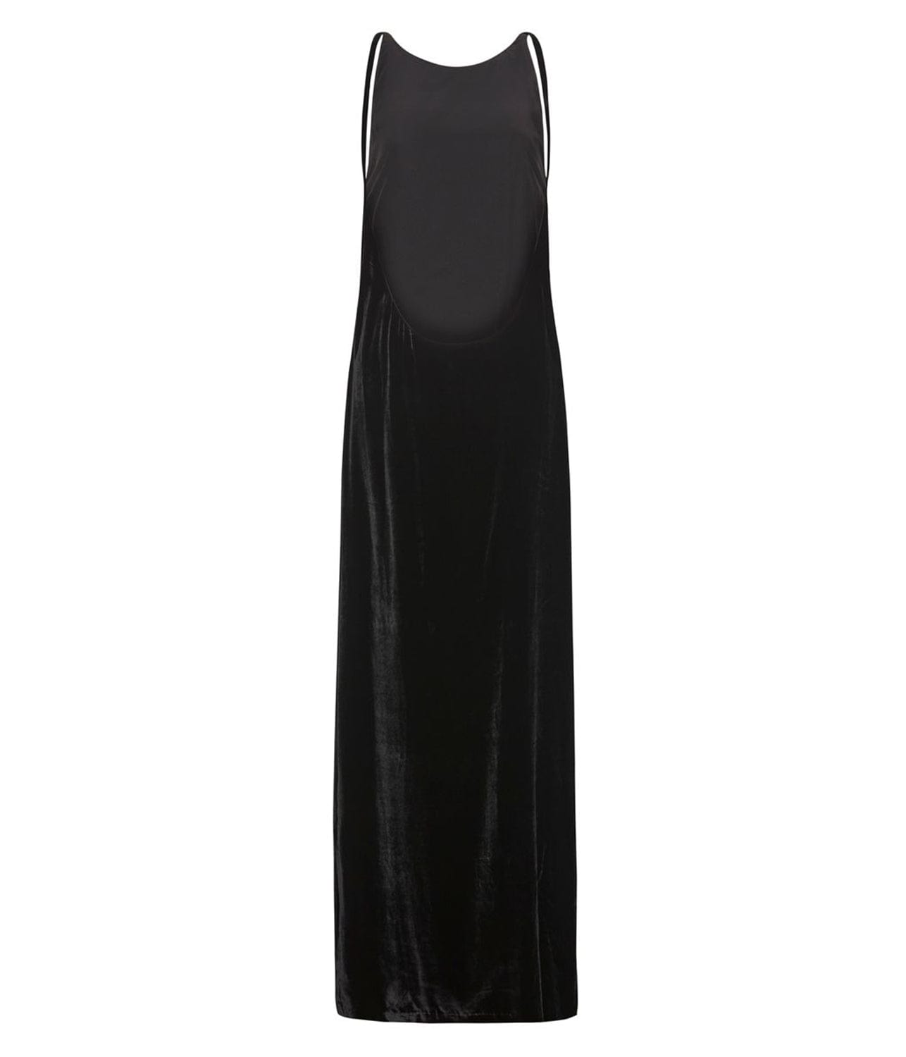 SILK VELVET OPEN BACK LONG DRESS- BLACK | MATIN | MATIN SILK VELVET OPEN BACK LONG DRESS- BLACK