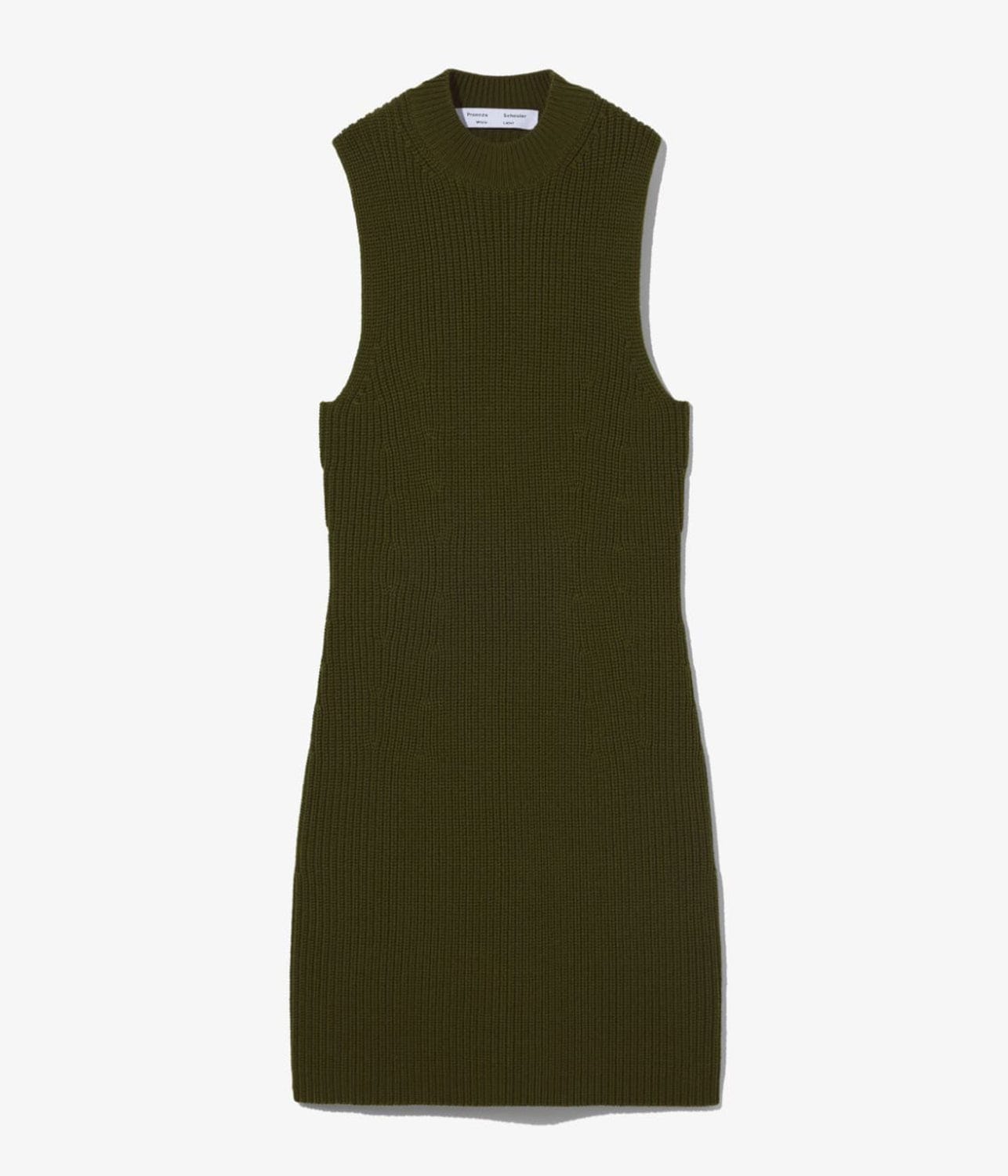 SLEEVELESS CASHFEEL DRESS- FATIGUE | PROENZA SCHOULER WHITE LABEL | PROENZA SCHOULER WHITE LABEL SLEEVELESS CASHFEEL DRESS- FATIGUE