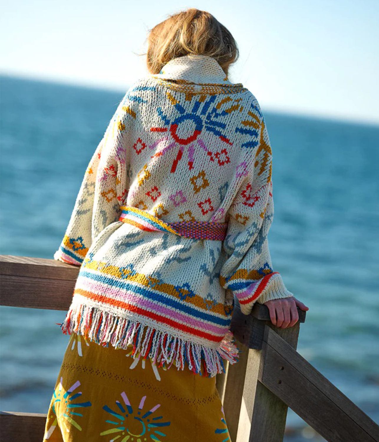 LINGUA FRANCA NYC SUN JACQUARD ROBE- BONE