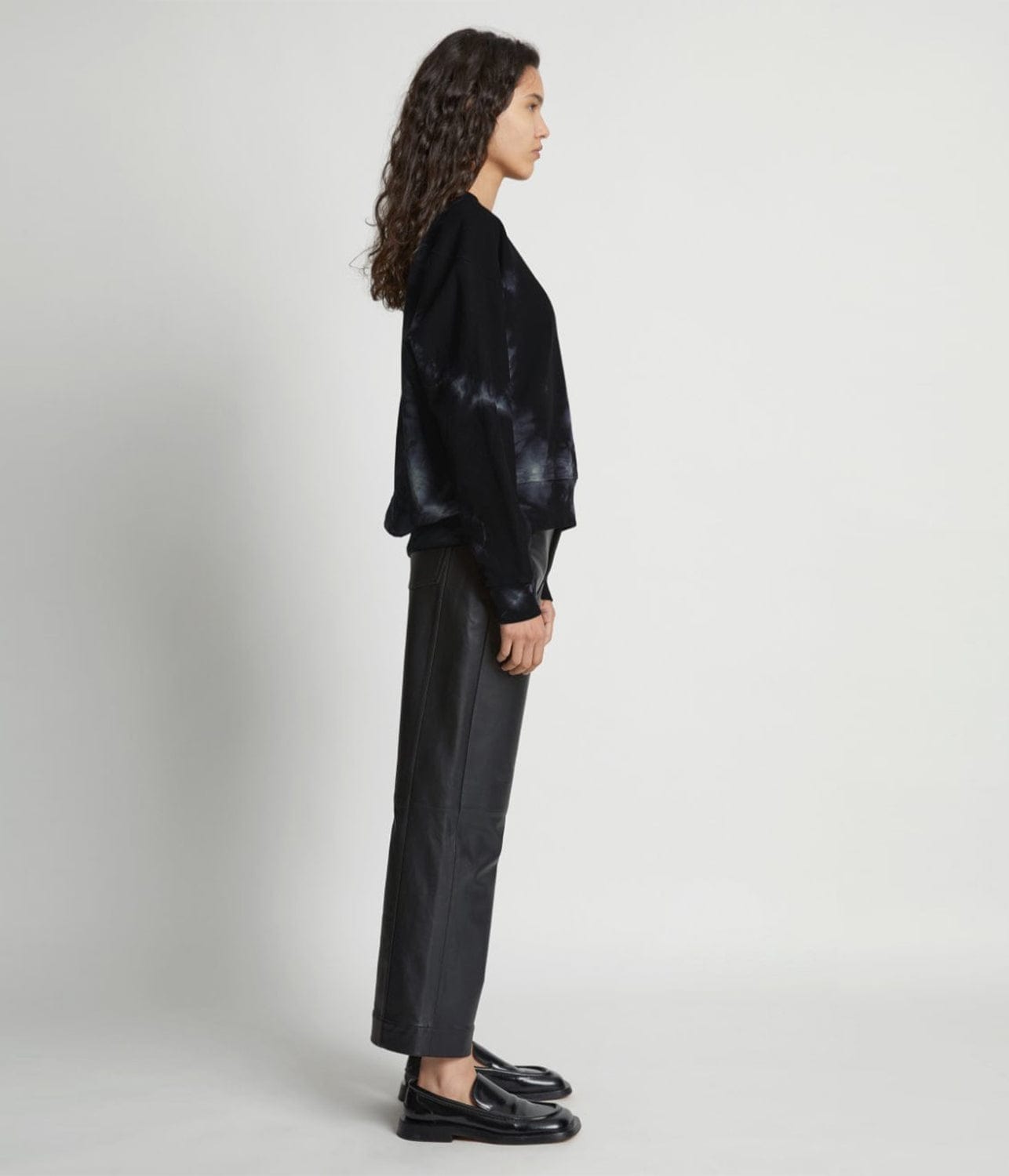 TIE DYE SWEATSHIRT- BLACK/JADE | PROENZA SCHOULER WHITE LABEL | PROENZA SCHOULER WHITE LABEL TIE DYE SWEATSHIRT- BLACK/JADE