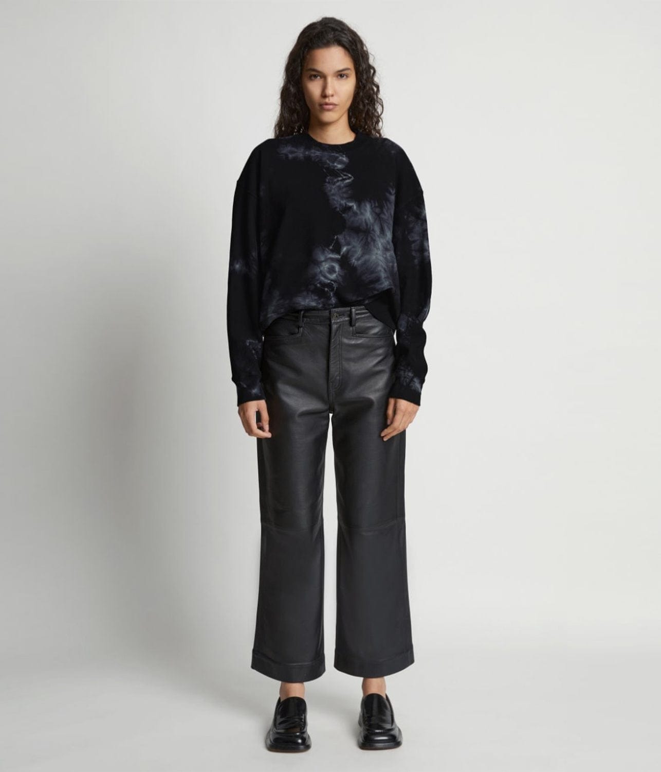 TIE DYE SWEATSHIRT- BLACK/JADE | PROENZA SCHOULER WHITE LABEL | PROENZA SCHOULER WHITE LABEL TIE DYE SWEATSHIRT- BLACK/JADE