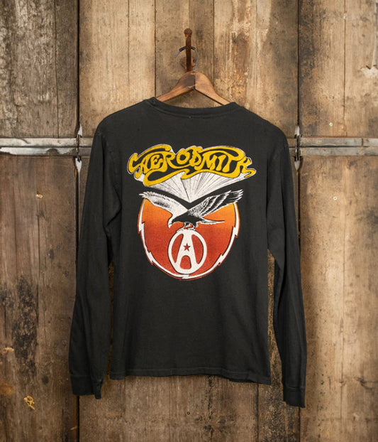 AEROSMITH LONG SLEEVE TEE- COAL | MADE WORN |  MADE WORN AEROSMITH LONG SLEEVE TEE