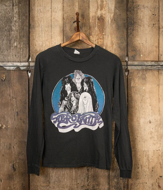 AEROSMITH LONG SLEEVE TEE- COAL | MADE WORN |  MADE WORN AEROSMITH LONG SLEEVE TEE