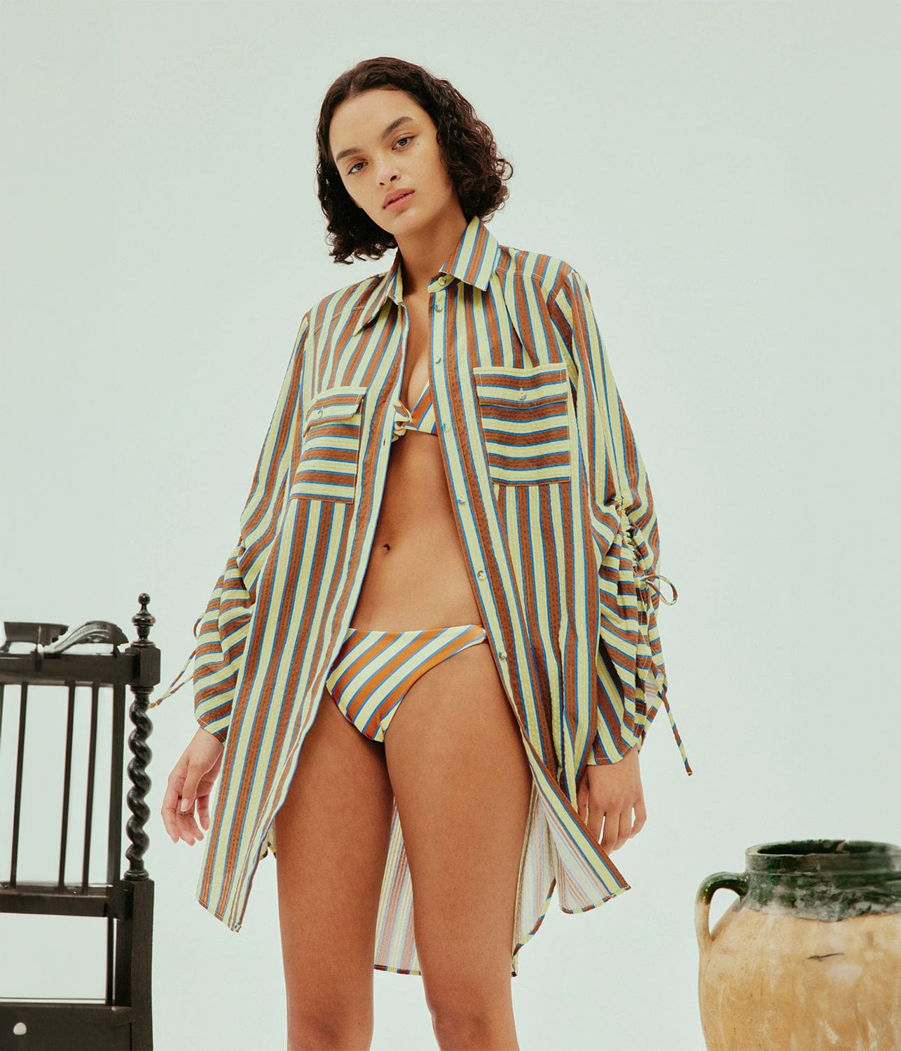 ALEMAIS TAMSIN RUCHED BEACH SHIRT