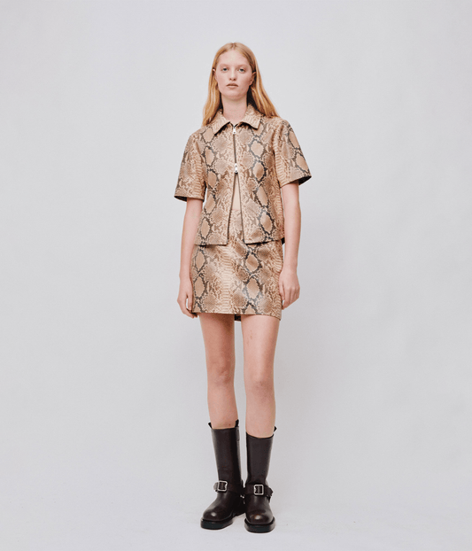 ANDIE LEATHER MINI SKIRT | SNAKE | WYNN HAMLYN WYNN HAMLYN ANDIE LEATHER MINI SKIRT | SNAKE