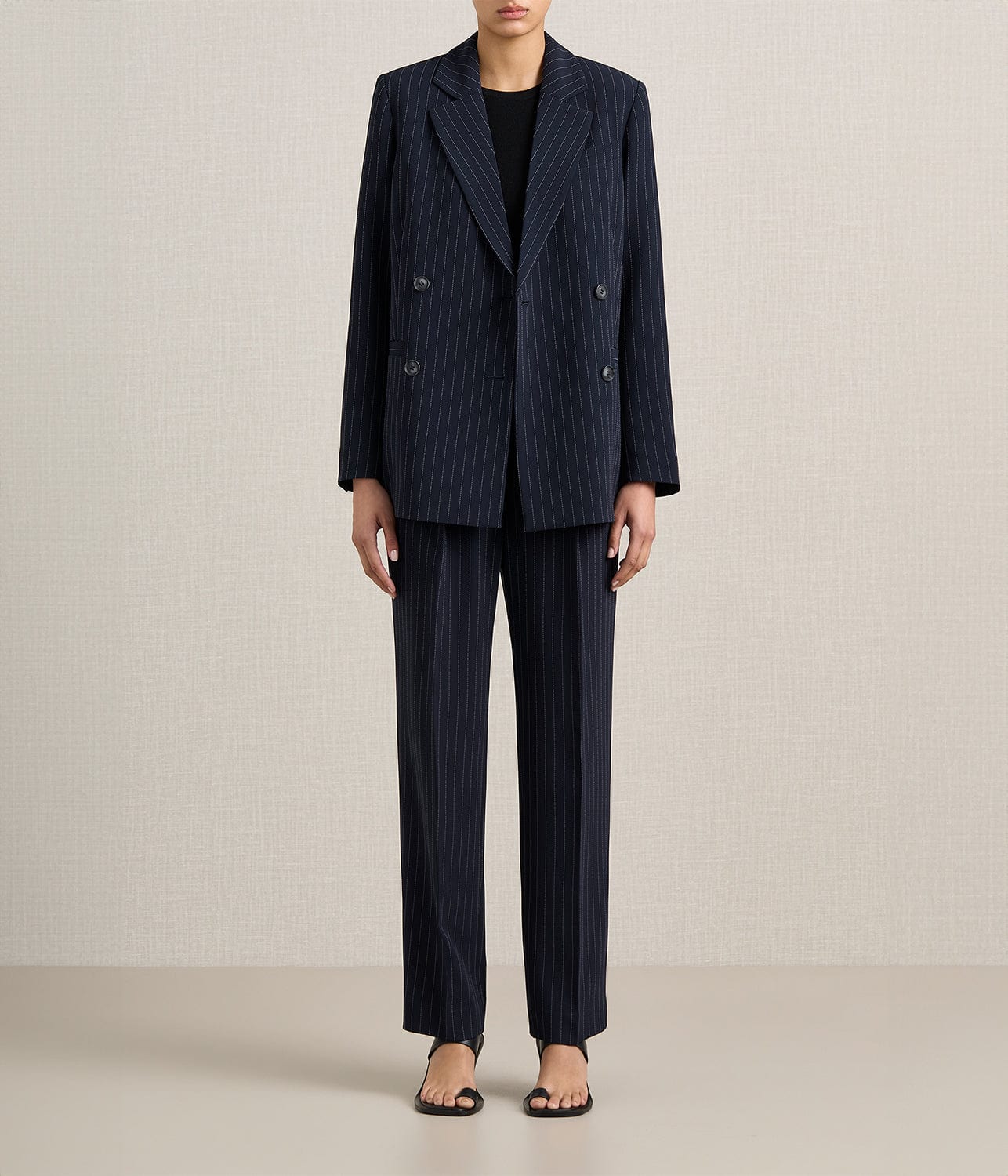 BELEN PINTRIPE BLAZER- MIDNIGHT | A.EMERY | A.EMERY BELEN PINTRIPE BLAZER- MIDNIGHT