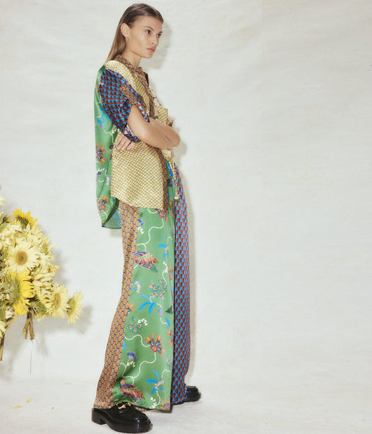 BIRDIE SPLICED PANT- MULTI | ALEMAIS |  ALEMAIS BIRDIE SPLICED PANT- MULTI