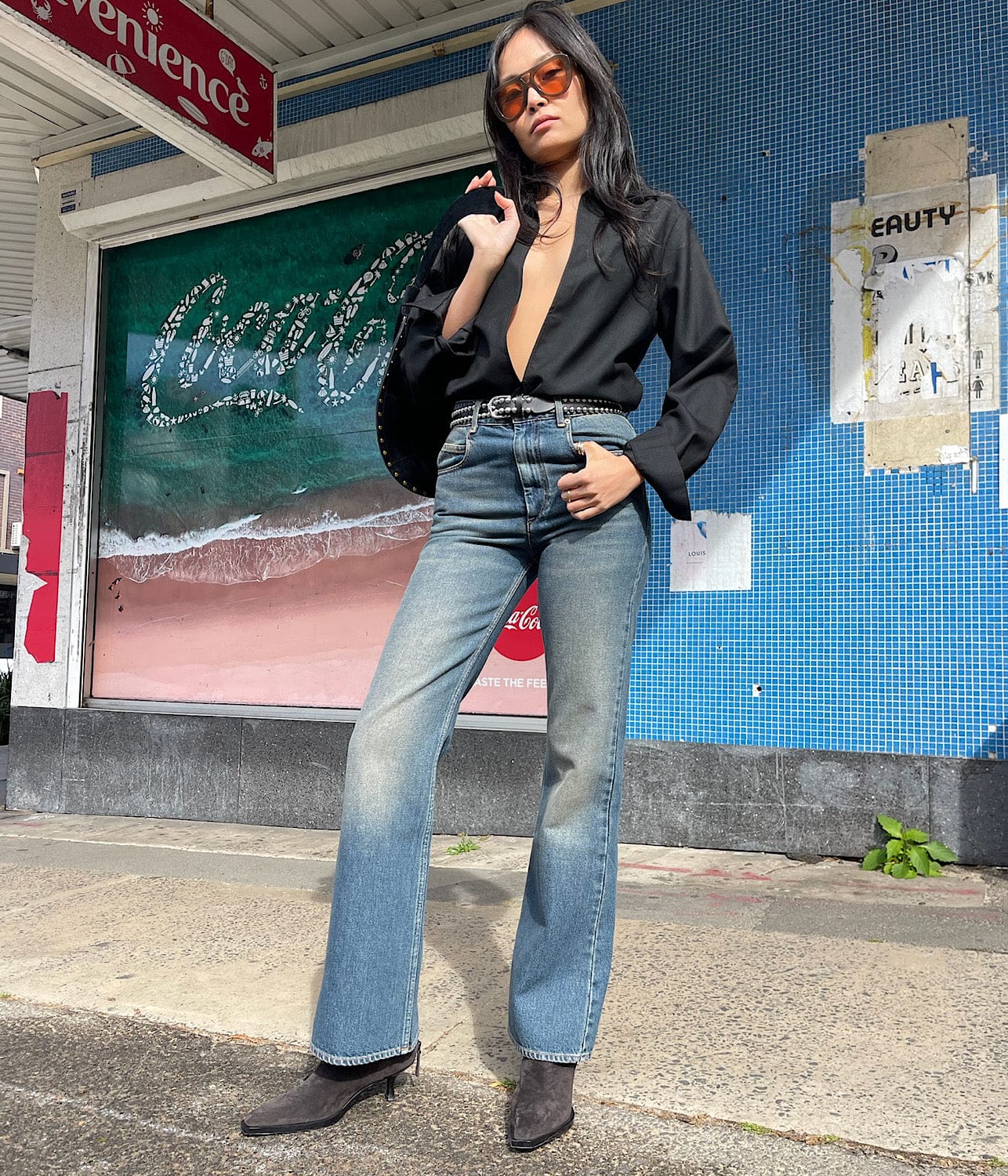 BRIGIT FRONT SLIT SHIRT- BLACK | COURTNEY ZHENG |  COURTNEY ZHENG BRIGIT FRONT SLIT SHIRT- BLACK