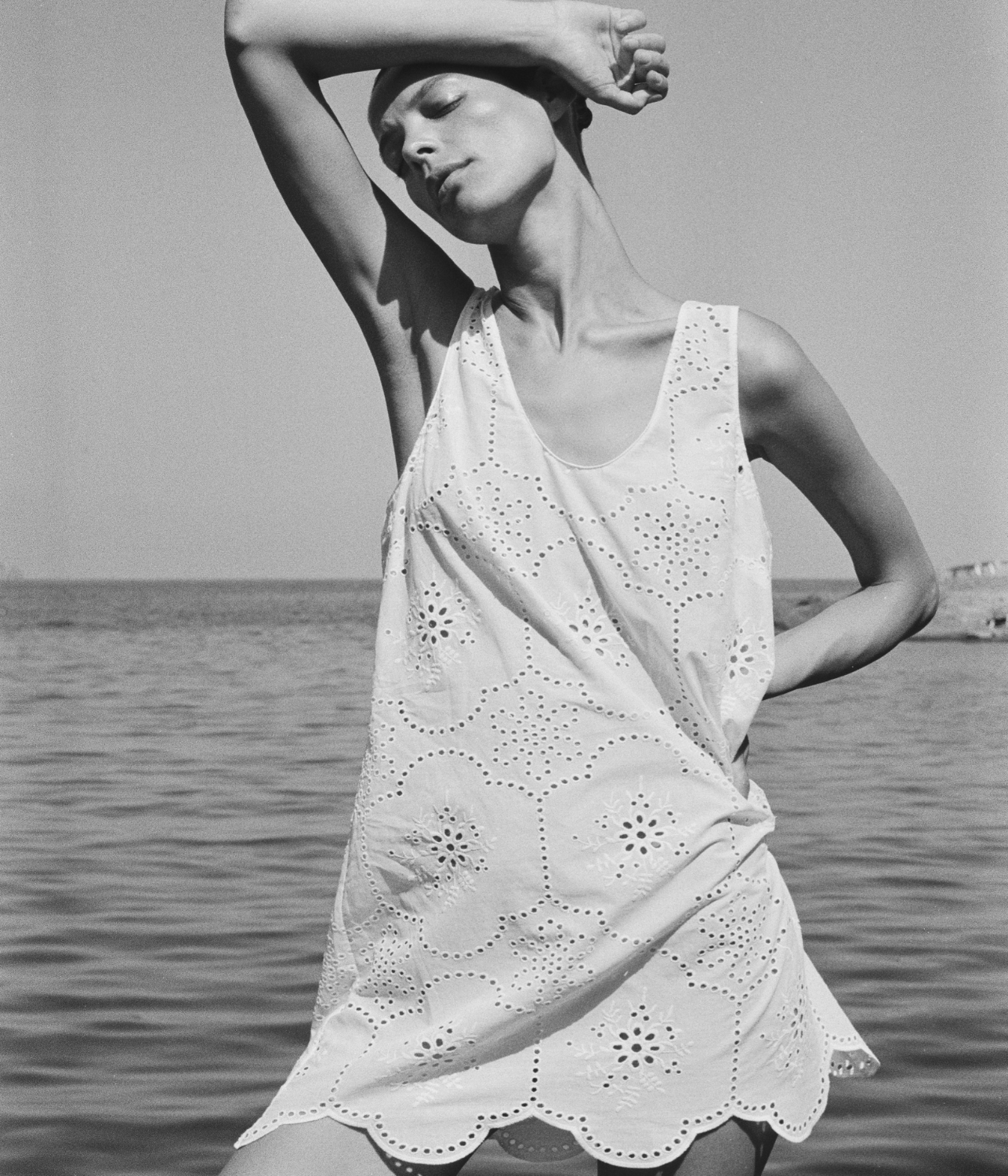 BRODERIE TANK MINI DRESS | MATTEUA MATTEAU BRODERIE TANK MINI DRESS