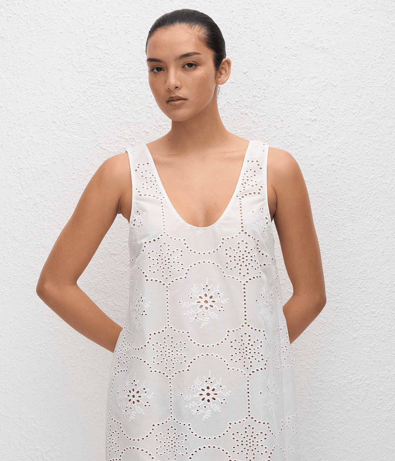 BRODERIE TANK MINI DRESS | MATTEUA MATTEAU BRODERIE TANK MINI DRESS