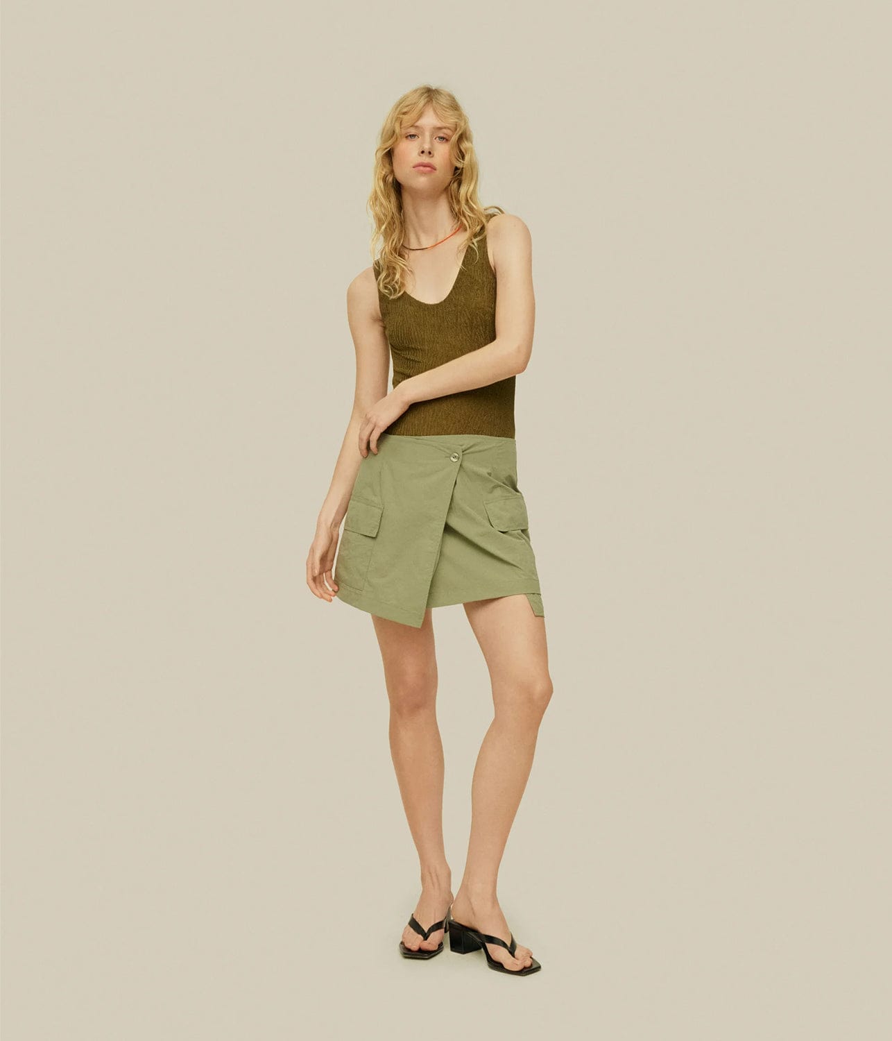 CADIZ SKIRT- KHAKI | OAS COMPANY |  OAS COMPANY CADIZ SKIRT- KHAKI