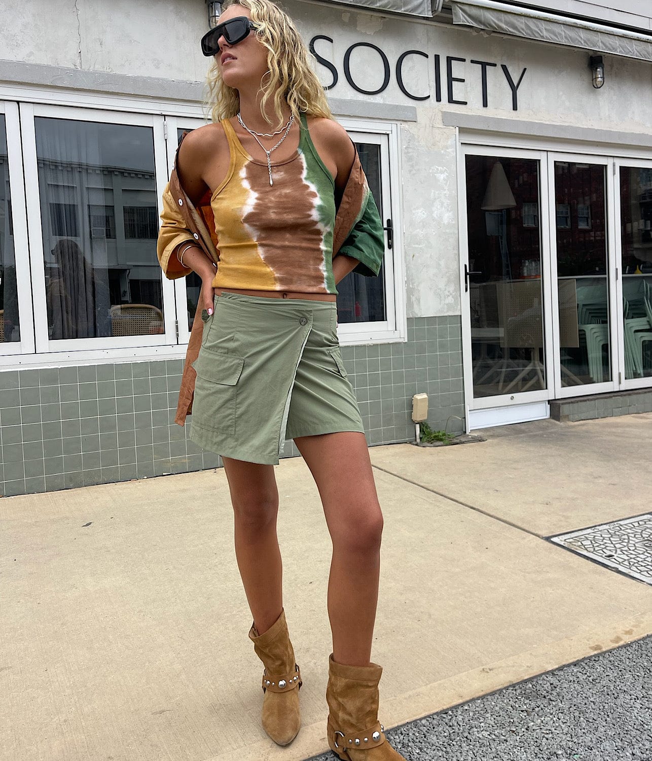 CADIZ SKIRT- KHAKI | OAS COMPANY |  OAS COMPANY CADIZ SKIRT- KHAKI