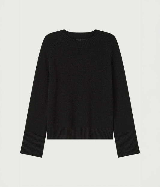 CASHMERE RELAXED CREWNECK- BLACK | LEE MATHEWS |  LEE MATHEWS CASHMERE CREWNECK- BLACK