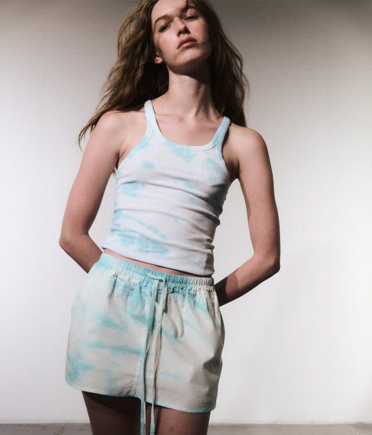 COOL MINI SKIRT- ICE BLUE | LUUDA |  LUUDA COOL MINI SKIRT- ICE BLUE