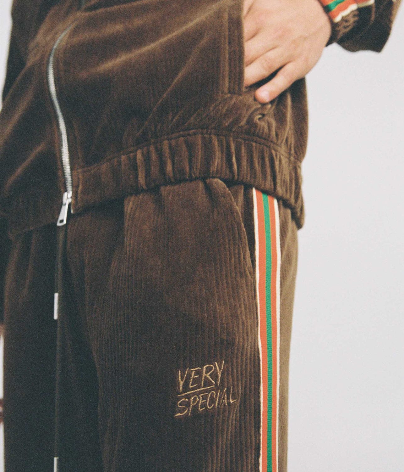 CORD STRIPE PANTS- BROWN | SOMETHING VERY SPECIAL |  SOMETHING VERY SPECIAL CORD STRIPE PANTS- BROWN