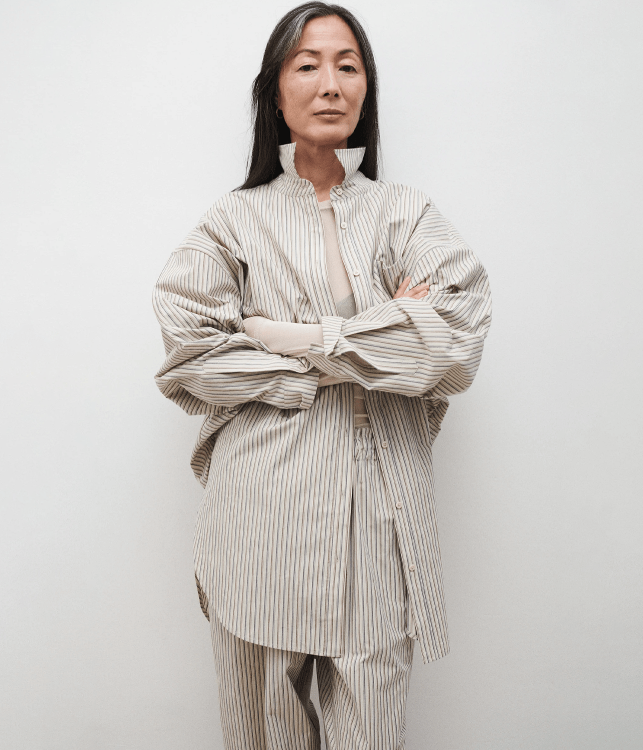 COTTON ROUND SHIRT SLATE STRIPE | SILK LAUNDRY SILK LAUNDRY COTTON ROUND SHIRT SLATE STRIPE