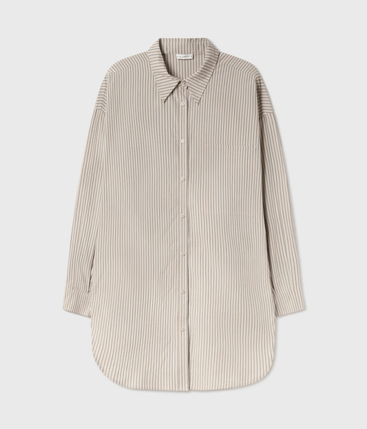 COTTON ROUND SHIRT SLATE STRIPE | SILK LAUNDRY SILK LAUNDRY COTTON ROUND SHIRT SLATE STRIPE
