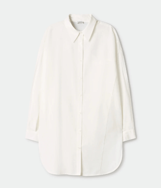 COTTON SILK ROUND SHIRT WHITE | SILK LAUNDRY SILK LAUNDRY COTTON SILK ROUND SHIRT WHITE