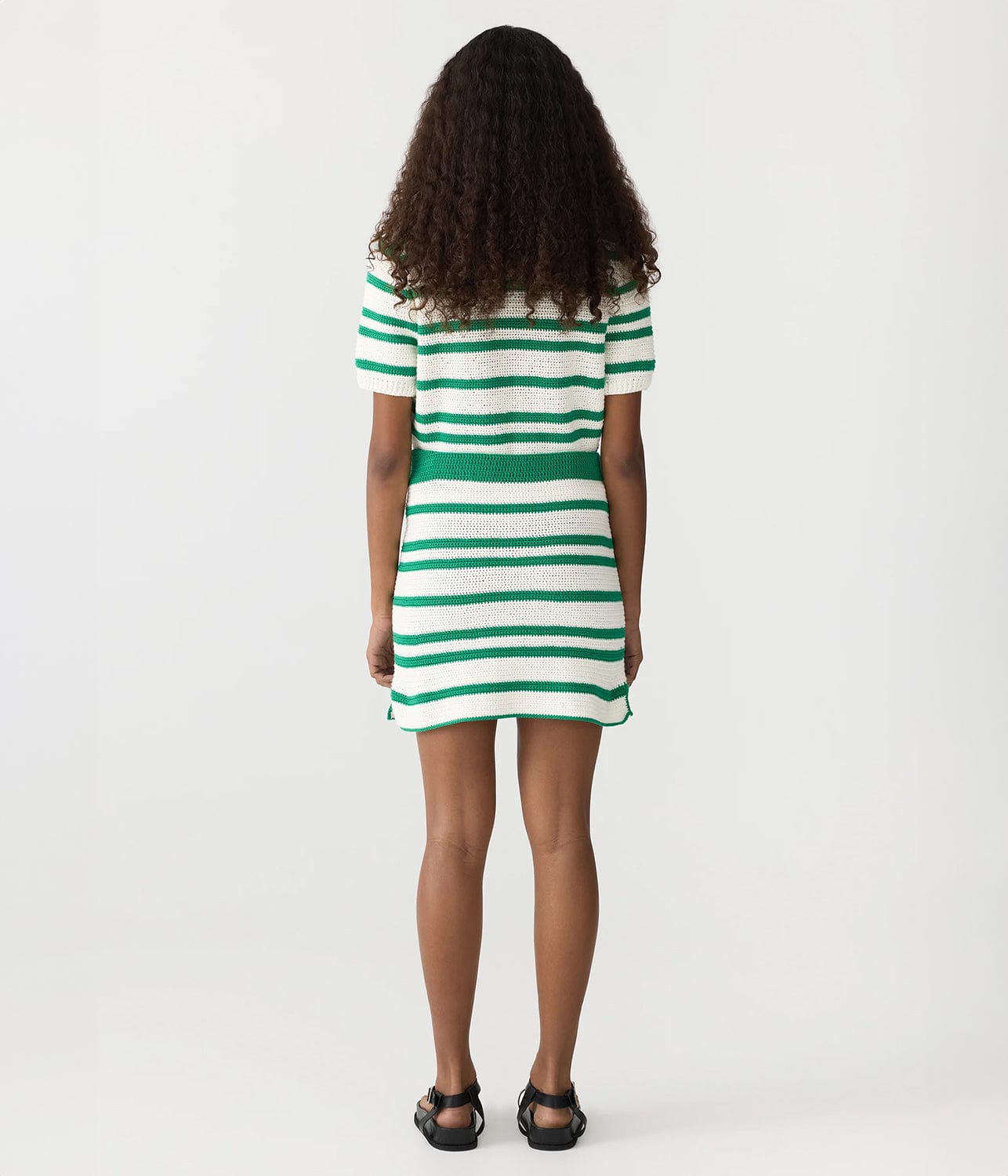 CROCHET STRIPE KNIT SKIRT- ALOE | BASSIKE |  BASSIKE CROCHET STRIPE KNIT SKIRT- ALOE