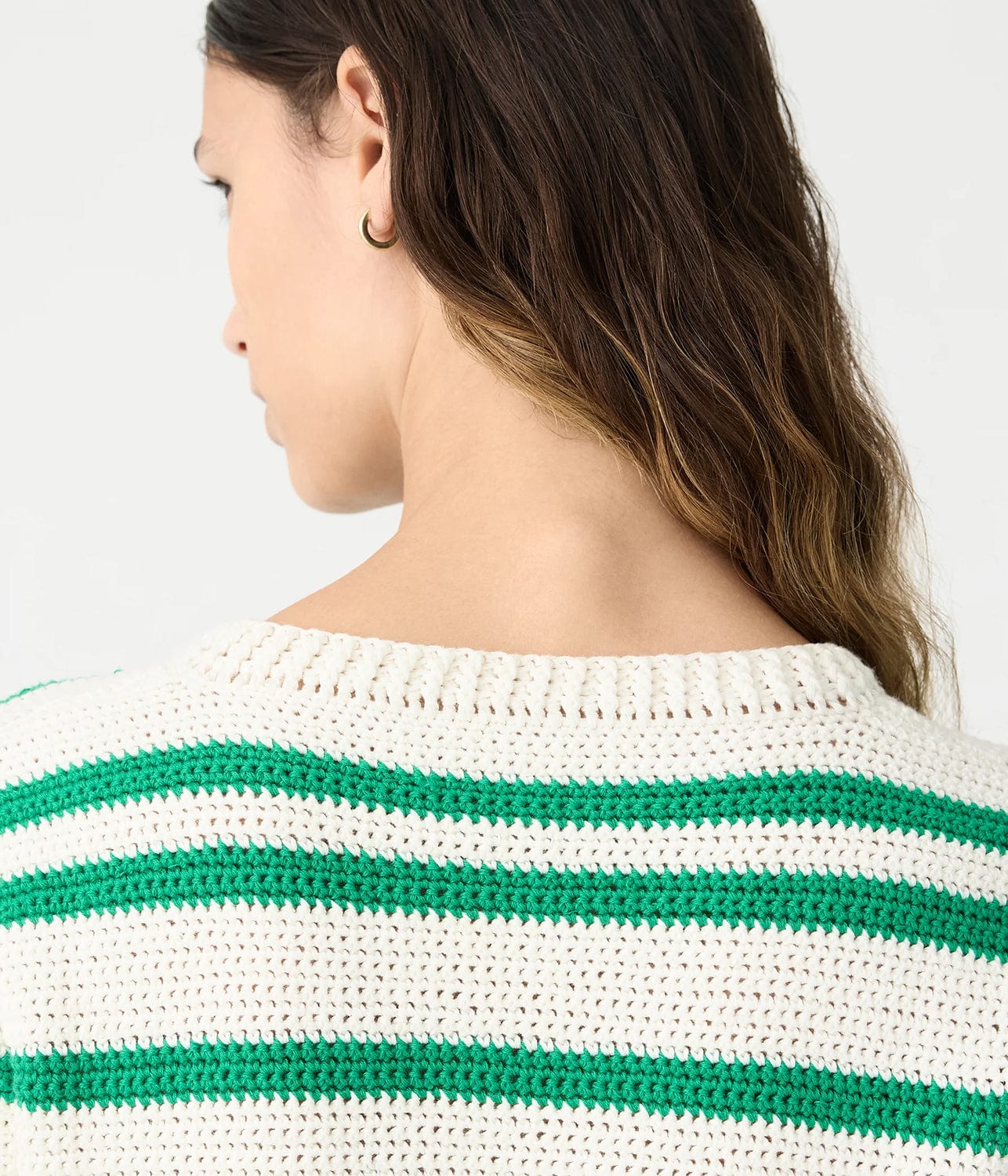 CROCHET STRIPE KNIT TEE- ALOE | BASSIKE |  BASSIKE CROCHET STRIPE KNIT TEE- ALOE