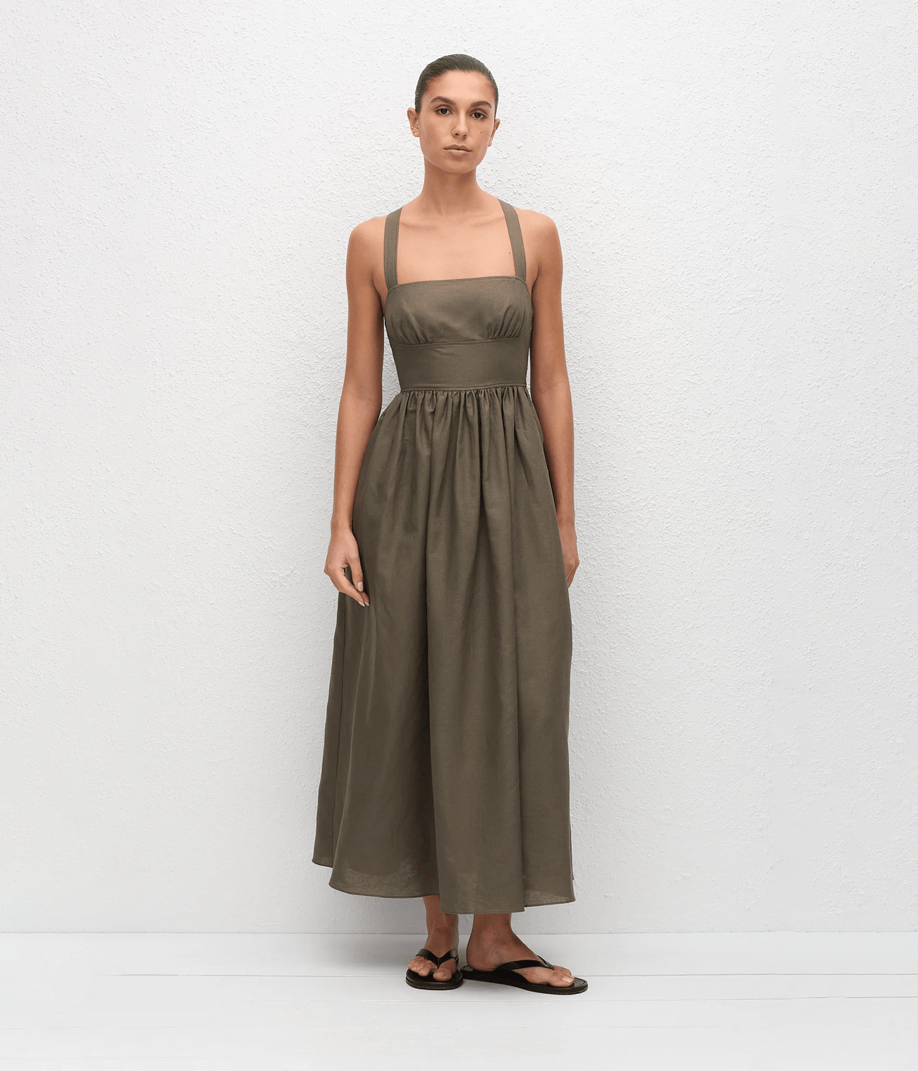CROSSBACK LINEN DRESS | MATTEUA  MATTEAU CROSSBACK LINEN DRESS