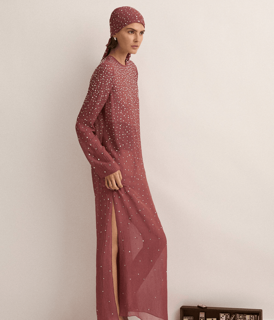 CRYSTAL EMBELLISHED DRESS | PLUM | SJC MADE FOR TRAVEL SJC MADE FOR TRAVEL CRYSTAL EMBELLISHED DRESS | PLUM