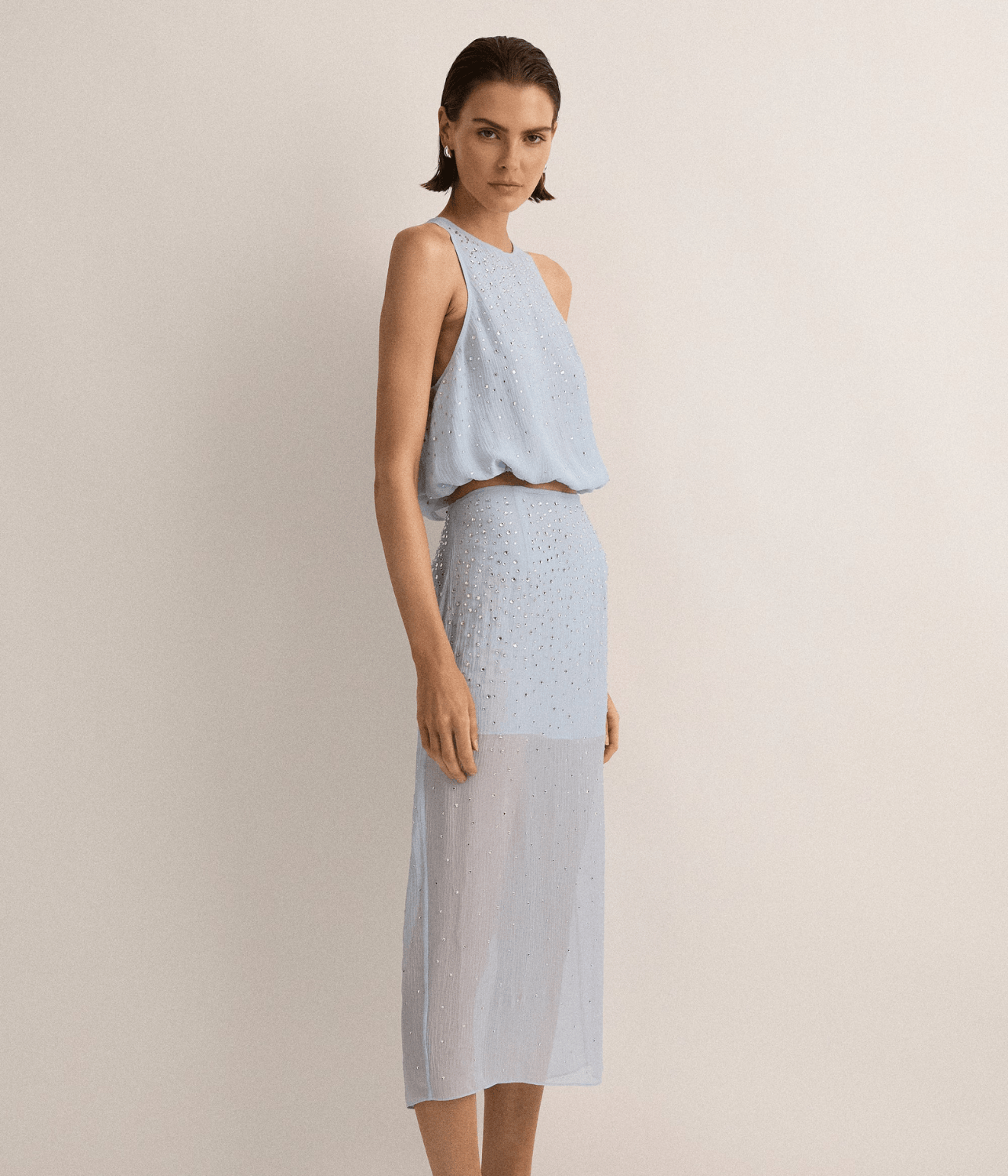 CRYSTAL EMBELLISHED TOP | SKY BLUE | SJC MADE FOR TRAVEL SJC MADE FOR TRAVEL CRYSTAL EMBELLISHED TOP | SKY BLUE