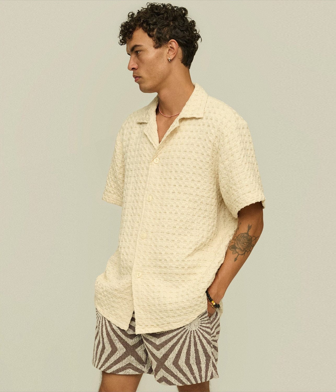 CUBA WAFFLE SHIRT - ECRU | OAS COMPANY |  OAS COMPANY CUBA WAFFLE SHIRT - ECRU