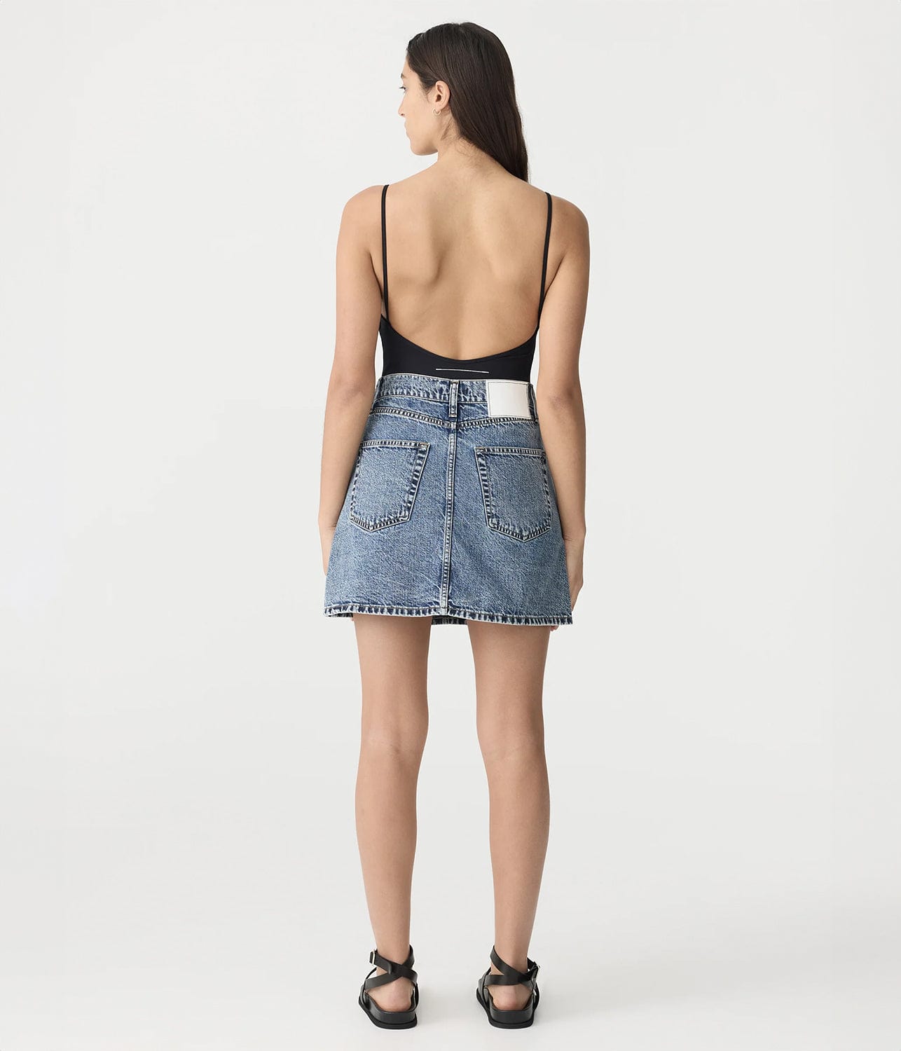 DENIM MINI SKIRT- CLASSIC STONE WASH | BASSIKE |  BASSIKE DENIM MINI SKIRT- CLASSIC STONE WASH