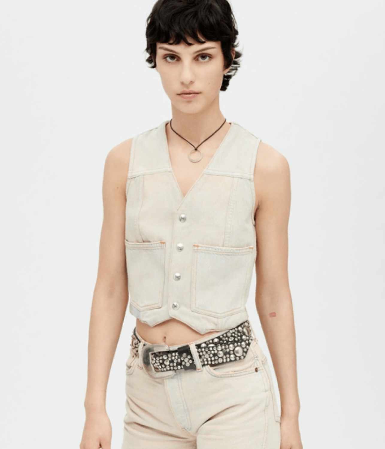 DENIM VEST- NATURAL SONORA | RE/DONE |  RE/DONE DENIM VEST- NATURAL SONORA