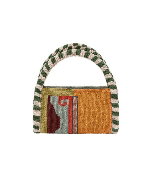 DESERT BEADED MINI BARREL BAG | ALEMAIS  ALEMAIS DESERT BEADED MINI BARREL BAG