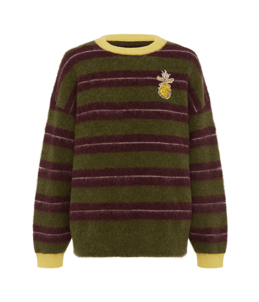 DOMENICA OLIVE STRIPE SWEATER | ALEMAIS ALEMAIS DOMENICA OLIVE STRIPE SWEATER