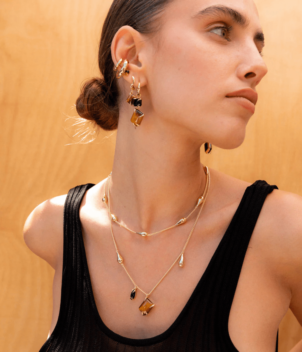 DOUBLE DROP CLAW EARRINGS | BRASS F+H STUDIOS DOUBLE DROP CLAW EARRINGS | BRASS