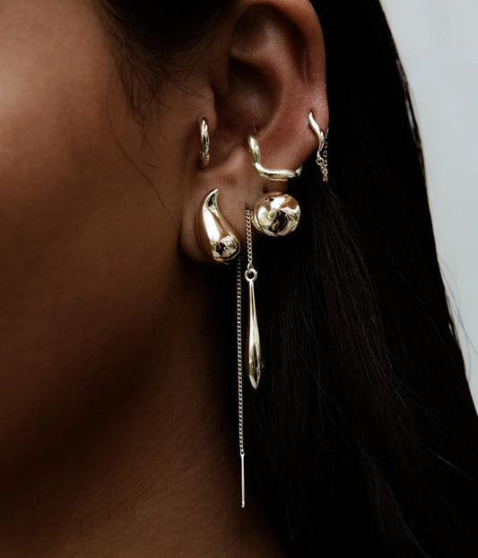 DROPLET THREAD EARRINGS- GOLD | F+H |  F+H DROPLET THREAD EARRINGS- GOLD