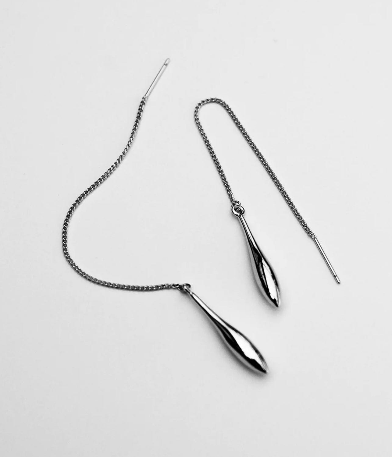 DROPLET THREAD EARRINGS- SILVER | F+ H | F+H DROPLET THREAD EARRINGS- SILVER